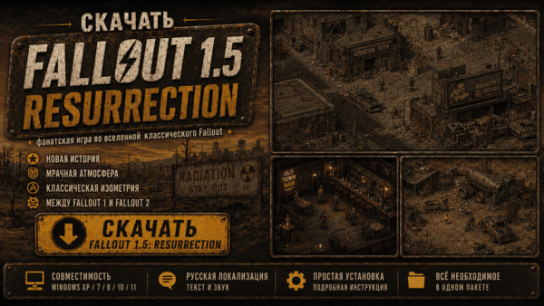 Скачать Fallout 1.5: Resurrection — фанатская игра на движке Fallout 2