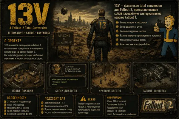 Скачать 13V — фанатская RPG на движке Fallout 2