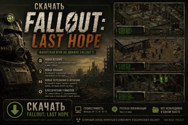 Скачать Fallout: Last Hope — фанатская игра на движке Fallout 2