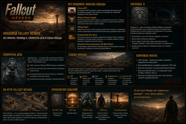 Концовки Fallout Nevada — все финалы, Убежище 8, Собиратель Душ и судьба Невады