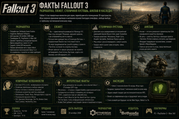 Факты Fallout 3: разработка, сюжет, Столичная пустошь, Анклав и наследие