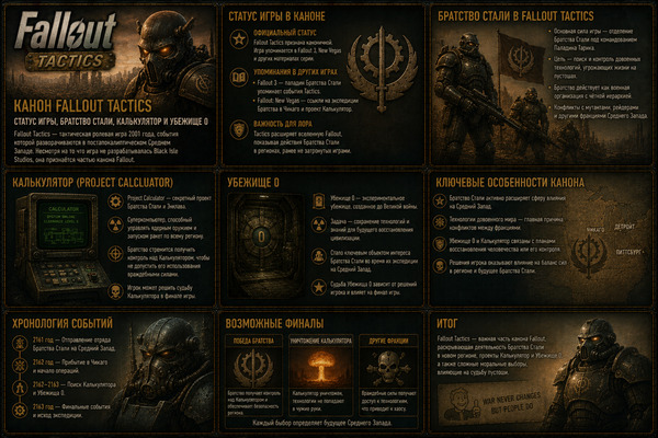 Канон Fallout Tactics — статус игры, Братство Стали, Калькулятор и Убежище 0