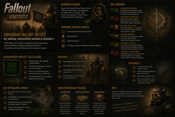 Концовки Fallout Tactics — все финалы, Калькулятор, Барнаки и Убежище 0