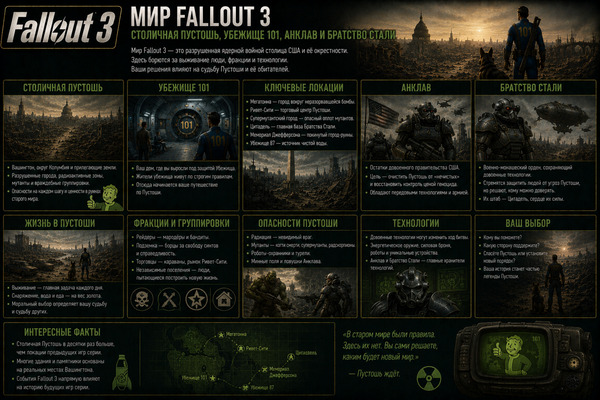 Мир Fallout 3: Столичная пустошь, Убежище 101, Анклав и Братство Стали