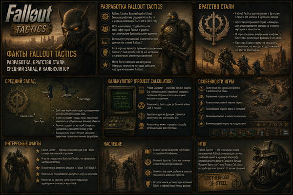 Факты Fallout Tactics — разработка, Братство Стали, Средний Запад и Калькулятор