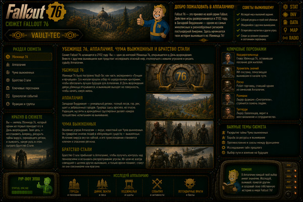 Сюжет Fallout 76 — Убежище 76, Аппалачия, чума выжженных и Братство Стали