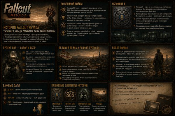 История Fallout Nevada — Убежище 8, Невада, Собиратель Душ и ранняя пустошь