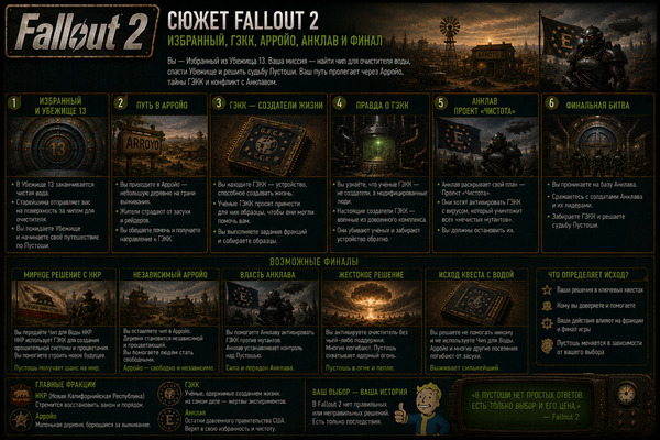 Сюжет Fallout 2: Избранный, ГЭКК, Арройо, Анклав и финал