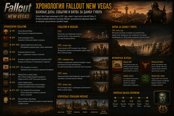 Хронология Fallout New Vegas — даты, события, Мохаве и битва за дамбу