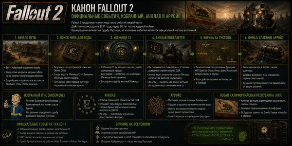 Канон Fallout 2: официальные события, Избранный, Анклав и Арройо