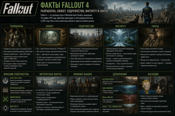 Факты Fallout 4: разработка, сюжет, Содружество, Институт и синты