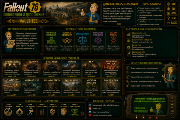 Обновления Fallout 76 — все крупные апдейты, Wastelanders, Skyline Valley и Burning Springs