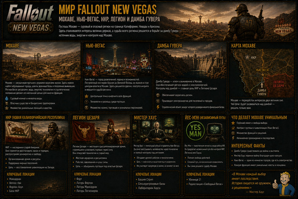 Мир Fallout New Vegas: Мохаве, Нью-Вегас, НКР, Легион и дамба Гувера