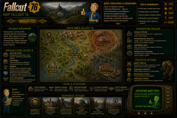 Мир Fallout 76 — Аппалачия, регионы, фракции, Убежище 76 и новые земли