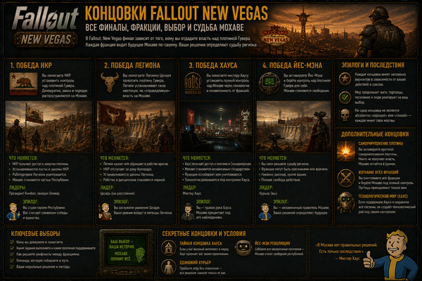 Концовки Fallout New Vegas — все финалы, НКР, Легион, Хаус и Йес-Мэн