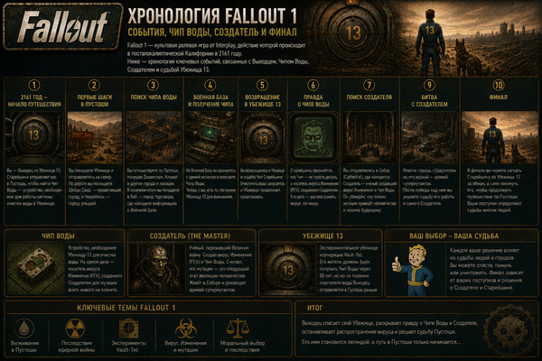 Хронология Fallout 1: события, Чип Воды, Создатель и финал