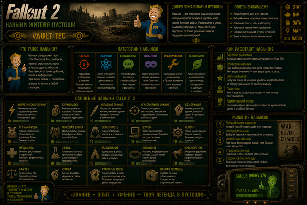 Навыки персонажа Fallout 2 — умения, прокачка и развитие героя