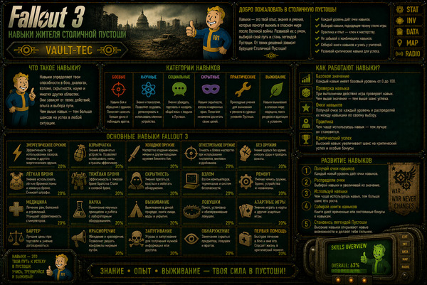 Навыки персонажа Fallout 3 — умения, прокачка и развитие героя