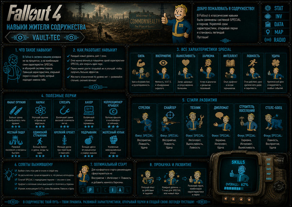 Навыки персонажа Fallout 4 — перки, SPECIAL, прокачка и развитие героя