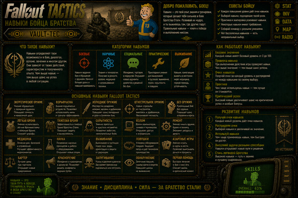 Навыки персонажа Fallout Tactics — умения, прокачка и развитие бойца