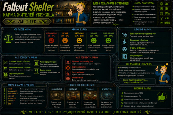 Карма персонажа Fallout Shelter — счастье, поступки и развитие жителей