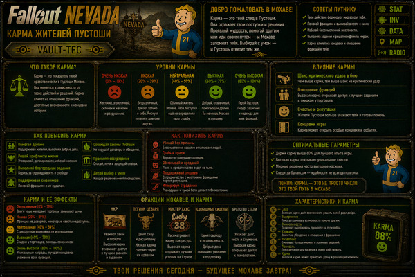 Карма персонажа Fallout Nevada — репутация, поступки и последствия выбора