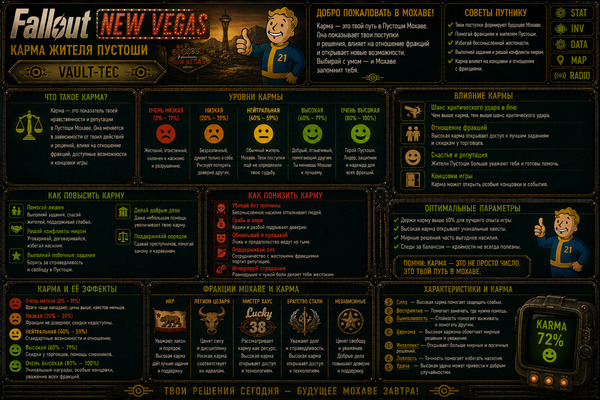 Карма персонажа Fallout New Vegas — репутация, фракции и последствия выбора