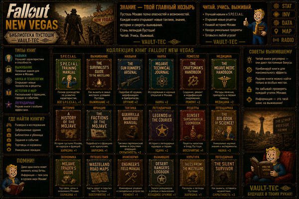 Книги Fallout New Vegas — учебники навыков, бонусы и развитие героя