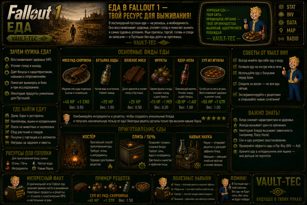 Еда Fallout 1 — продукты, восстановление здоровья и выживание