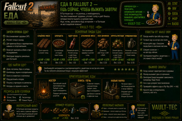 Еда Fallout 2 — продукты, восстановление здоровья и выживание