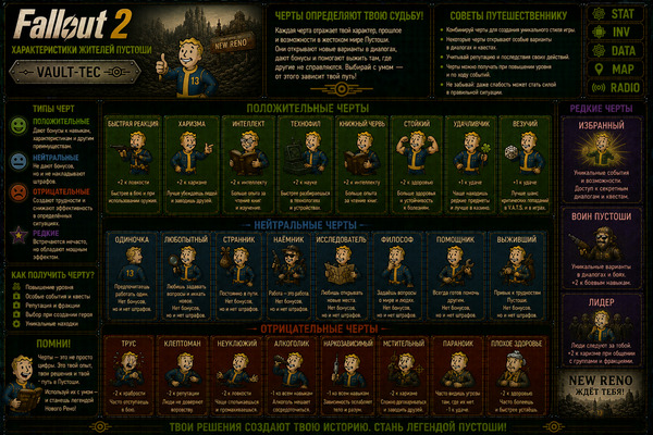 Особенности персонажа Fallout 2 — черты, бонусы и штрафы героя
