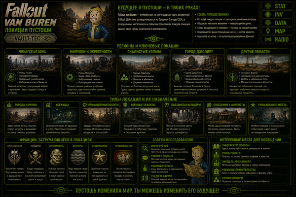 Локации Fallout Van Buren — города, поселения, базы и места пустоши