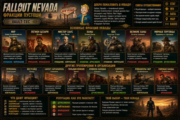Организации Fallout Nevada — фракции, группировки и силы пустоши