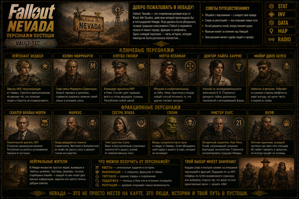 Персонажи Fallout Nevada — герои, спутники, NPC и жители пустоши