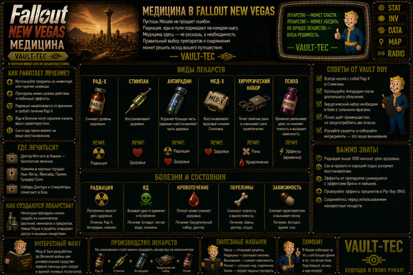 Медицина Fallout New Vegas — лечение, стимпаки, антирад и выживание