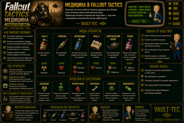 Медицина Fallout Tactics — лечение бойцов, стимпаки и выживание отряда
