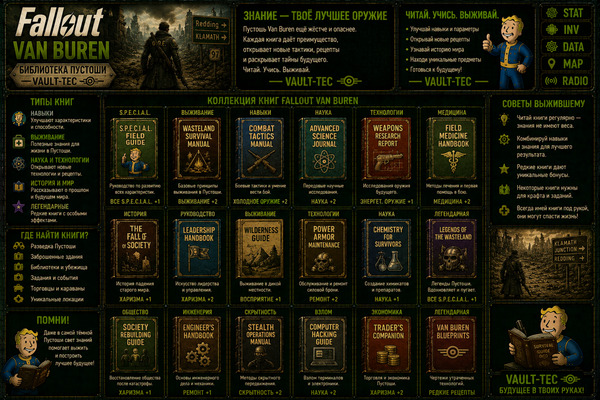 Книги Fallout Van Buren — учебники навыков, бонусы и развитие героя