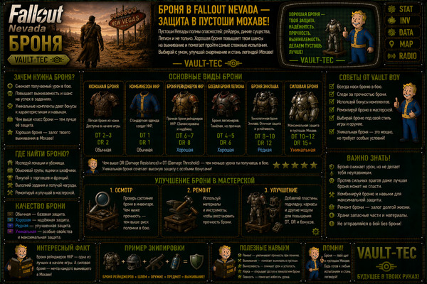 Броня Fallout Nevada — защита, экипировка и выживание в пустоши