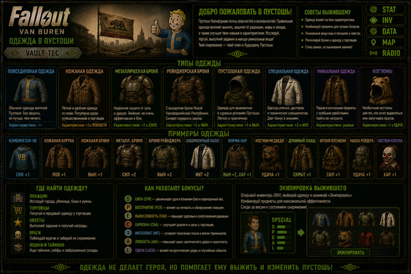 Одежда Fallout Van Buren — костюмы, экипировка и внешний вид героя