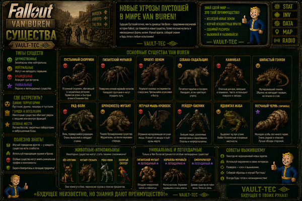 Существа Fallout Van Buren — мутанты, звери, монстры и опасности пустоши