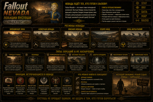 Локации Fallout Nevada — города, поселения, базы и места пустоши