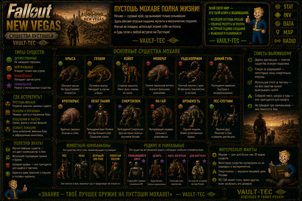 Существа Fallout New Vegas — мутанты, звери, монстры и опасности Мохаве