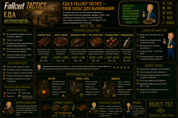 Еда Fallout Tactics — продукты, здоровье и выживание отряда