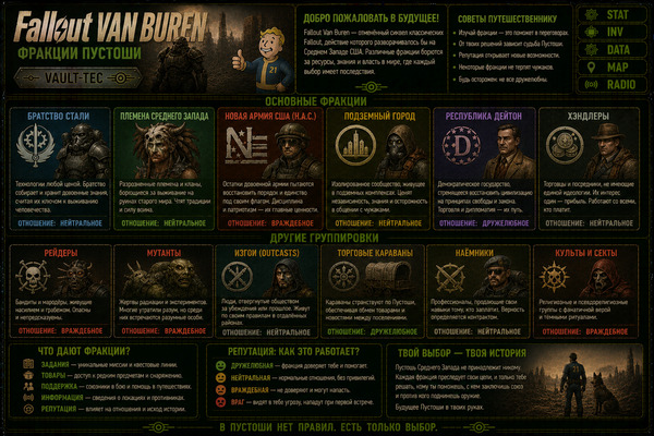 Организации Fallout Van Buren — фракции, группировки и силы пустоши