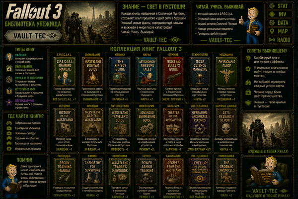 Книги Fallout 3 — учебники навыков, бонусы и развитие персонажа