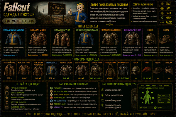 Одежда Fallout 1 — костюмы, экипировка и внешний вид персонажа