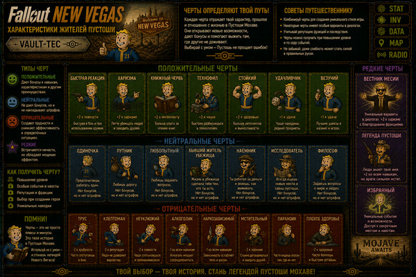 Особенности персонажа Fallout New Vegas — черты, бонусы и развитие героя