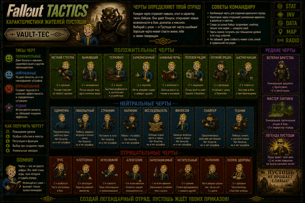 Особенности персонажа Fallout Tactics — черты, бонусы и развитие бойцов