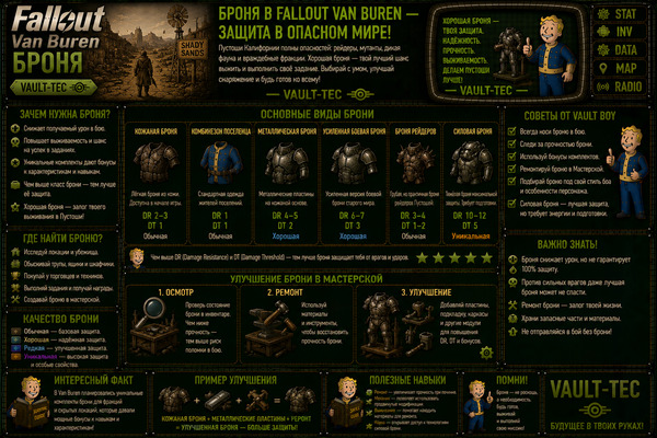 Броня Fallout Van Buren — защита, экипировка и выживание в пустоши