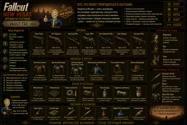 Предметы Fallout New Vegas — вещи, экипировка, ресурсы и находки Мохаве
